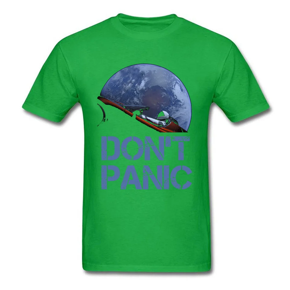 Новинка, Occupy Earth SpaceX Starman, Мужская футболка, хлопок, Elon Musk Space X, летняя футболка, Camiseta, Мужская футболка, Don't Panic - Цвет: Зеленый