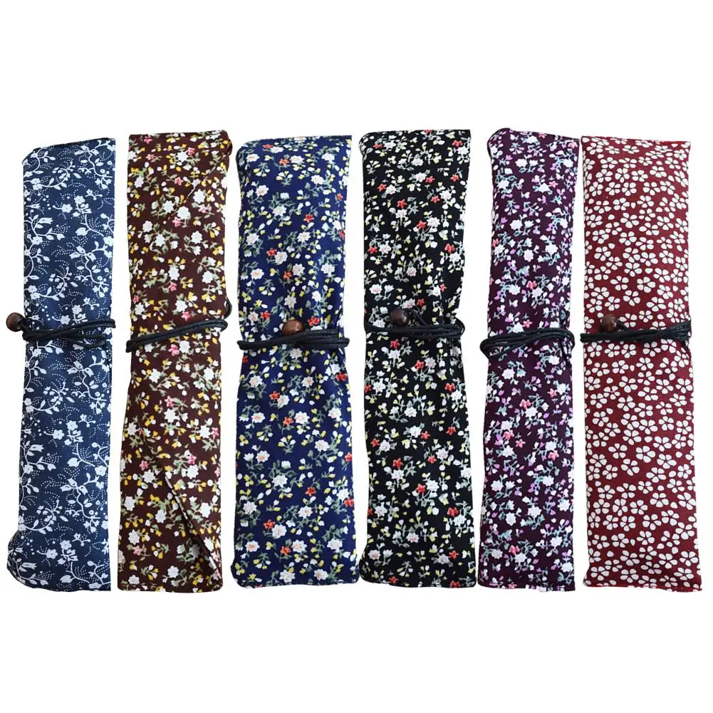 

6PCS Japanese Style Travel Eco-Friendly Non-Slip Reusable Tableware Bag Multi-color Cotton&Linen Student's Flatware Bag Dropship