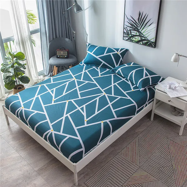Роскошный 3 шт. хлопок геометрический полосатый серый для кровати простыни матрас покрытие покрывала с эластичной лентой простыня наволочка - Цвет: style5