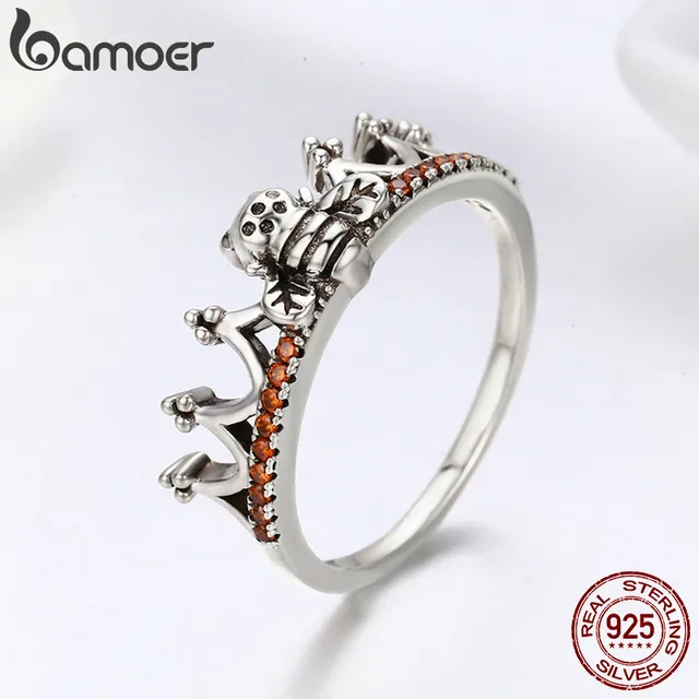 100% 925 Sterling Silver Bee in Princess Crown Ring 3