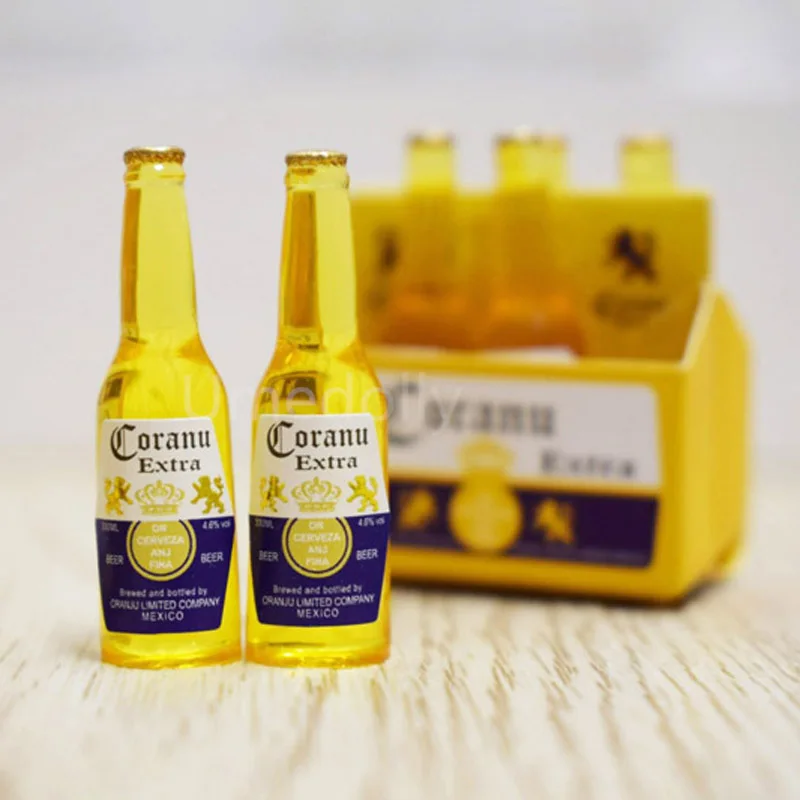 1 Set 16 Scale Dollhouse Miniature Beer Bottle Drinks Model Play Doll