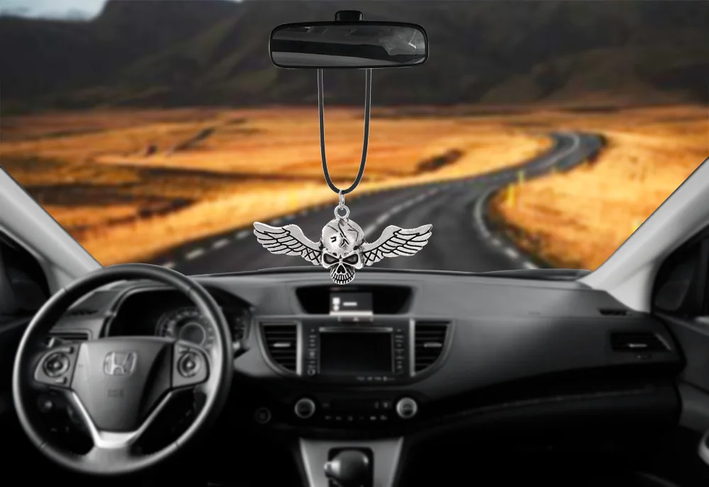 Авто украшение автомобиля подвеска Ghost Rider Fly Wings череп внутреннее зеркало заднего вида украшение подвесной Декор хип-хоп автомобильные аксессуары