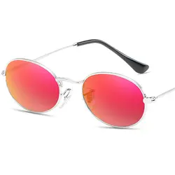 2019 новые маленькие Овальные Солнцезащитные очки женские мужские ретро металлические очки прозрачные розовые желтые линзы женские