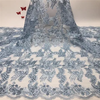 

Madison High Quality SkyBlue Nigerian French Tulle Lace Material African Net Lace Fabric For Party Dress Free shipping