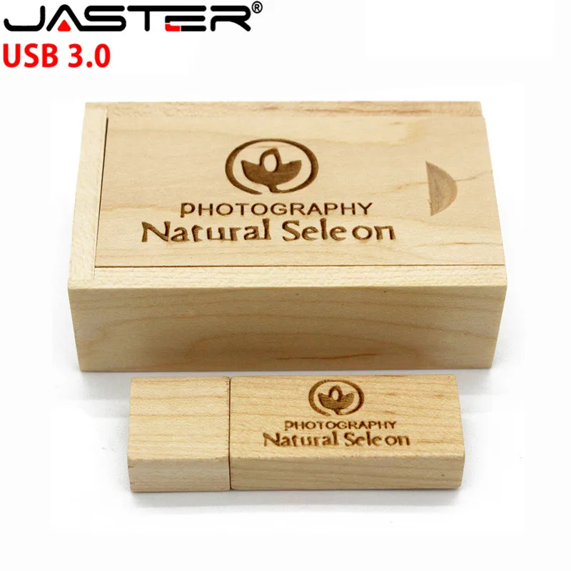 

JASTER USB3.0+box (10 PCS free LOGO) Wood maple usb flash drive pendrive 4GB 16GB 32GB 64GB memory stick customer LOGO