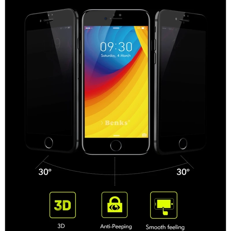 Benks для iPhone 8 plus закаленное стекло полный экран 0 03 мм KR + PRO 3D конфиденциальность