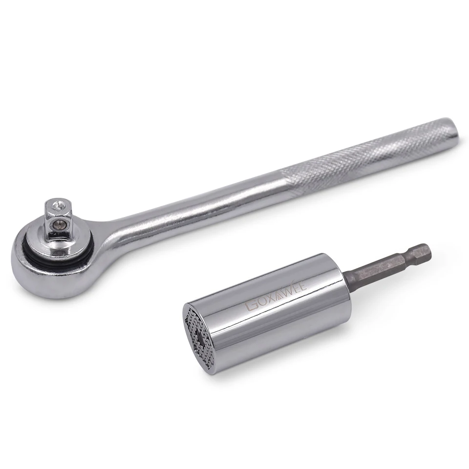 GOXAWEE 2pcs Torque Wrench Universal Socket Wrench Power Drill 7-19mm Socket Adapter Car Repair Wrench Tool Set Auto Repair Tool4