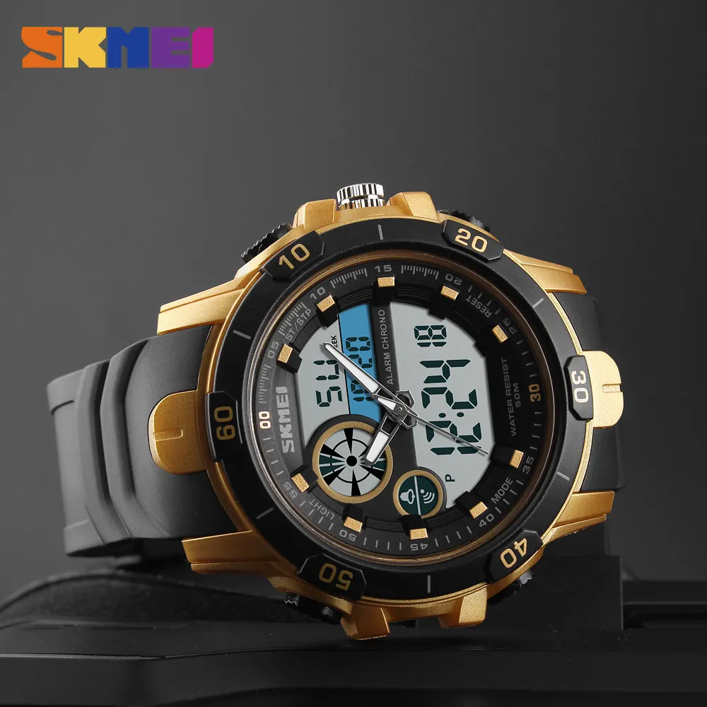 SKMEI мужские спортивные часы Dual Time будильник День Дата водостойкие цифровые наручные часы секундомер часы Relogio Masculino 1428