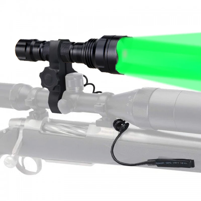 Тактический охотничий фонарь масштабируемый 500 ярдов 55 мм объектив 5 Режим фокус T6 зеленый световой факел охота свет