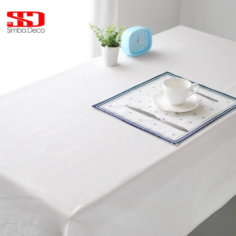 

White cotton hotel linen tablecloth European solid color tablecloths coffee shop coffee table covered towel