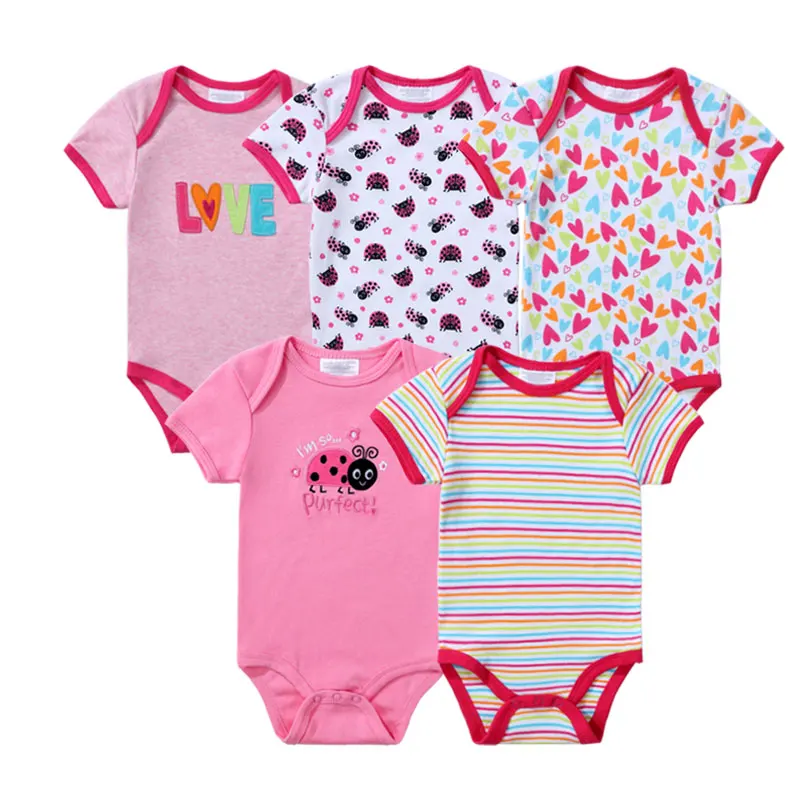 Newborn 5pcslot Baby Boy Bodysuits Cartoon Baby Body Boy Short Sleeve Infantil Baby Menino Girl Bodysuit Baby Summer Clothes (2)