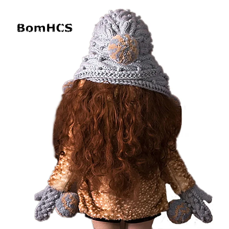 BomHCS очень большая Серая шапка и перчатки с шарфом (костюм из 2 предметов) Милая