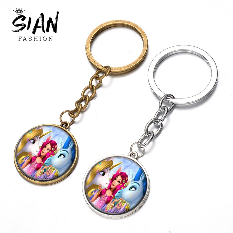 Брелок в стиле аниме SIAN Mia and Me Модный стеклянный брелок с принтом Пегаса