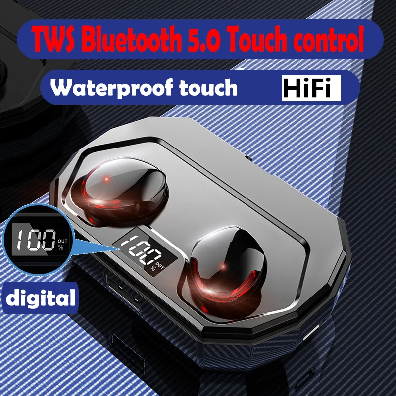

Bluetooth Touch Control Hifi Earphone TWS Wireless Earbuds Stereo Microphone IPX6 for Phone With Charger Box