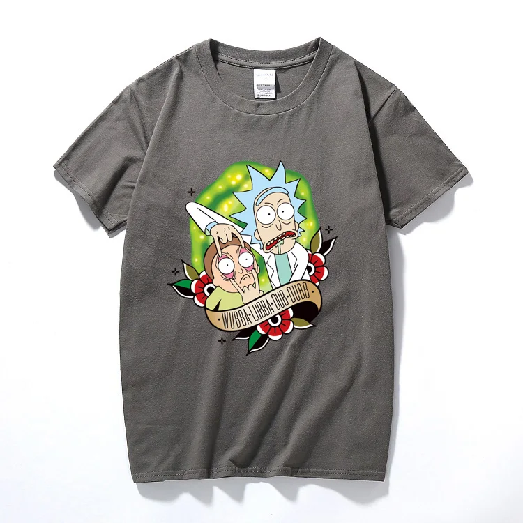 Новая модная футболка Rick And Morty для мужчин, смешной мультяшный принт, хлопковая футболка, летние футболки с короткими рукавами и круглым вырезом для подростков - Цвет: Темно-серый