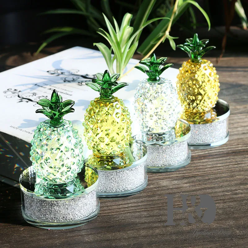

H&D Crystal Pineapple Crafts With Rhinestone Base Fengshui Paperweight Home Decoration Figurine Party Birthday Christmas Gifts