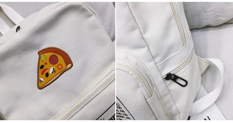 Pizza Embroidery Women Backpack for School Teenagers Girls Preppy Style School Bag Ladies Canvas Backpack Female Bookbag Mochila_36