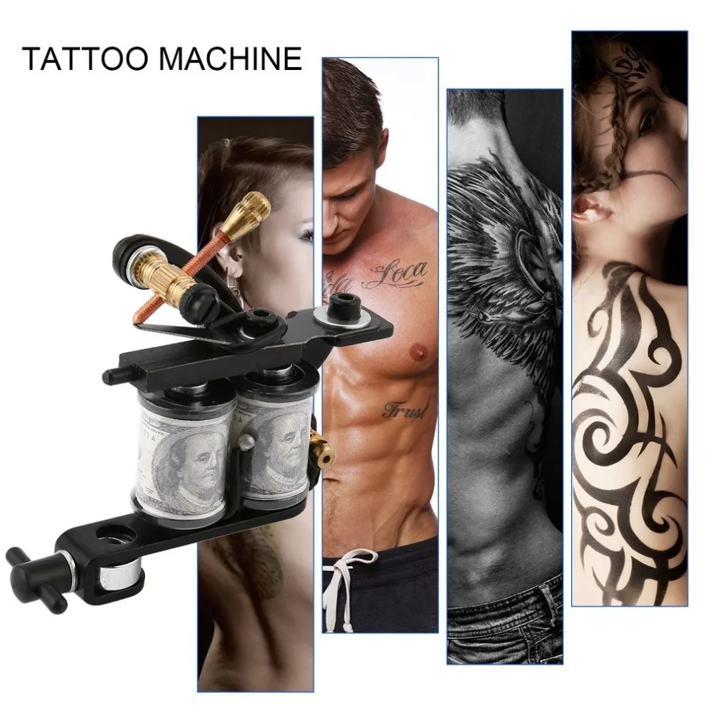 Полный комплект татуировки для начинающих, 1 Профессиональная машинка, чернила, электропитание, игольчатые ручки, наконечники, набор аксессуаров для тату