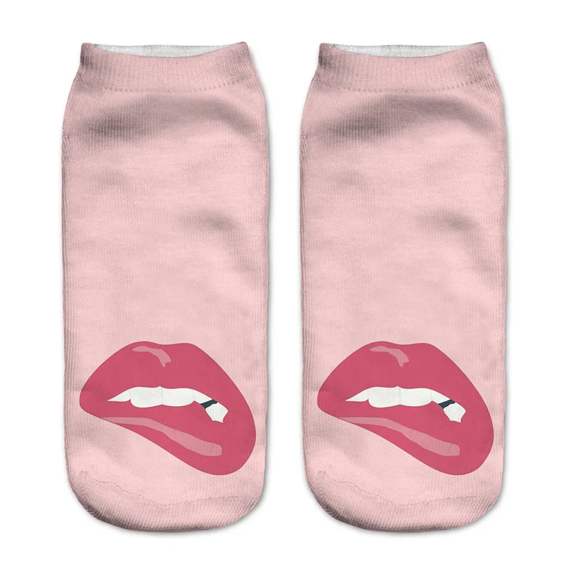 Неоновые носки с 3D принтом женские носки женские короткие носки до лодыжки Mujer повседневные чулочно-носочные изделия с принтом - Цвет: 40864