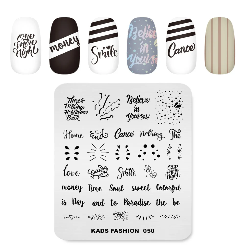 

New Fashion Nail Art Stamper Simple Words Image Designs Plate for Nail Stamping Manicure Templates Stamper Nail Art Stencils