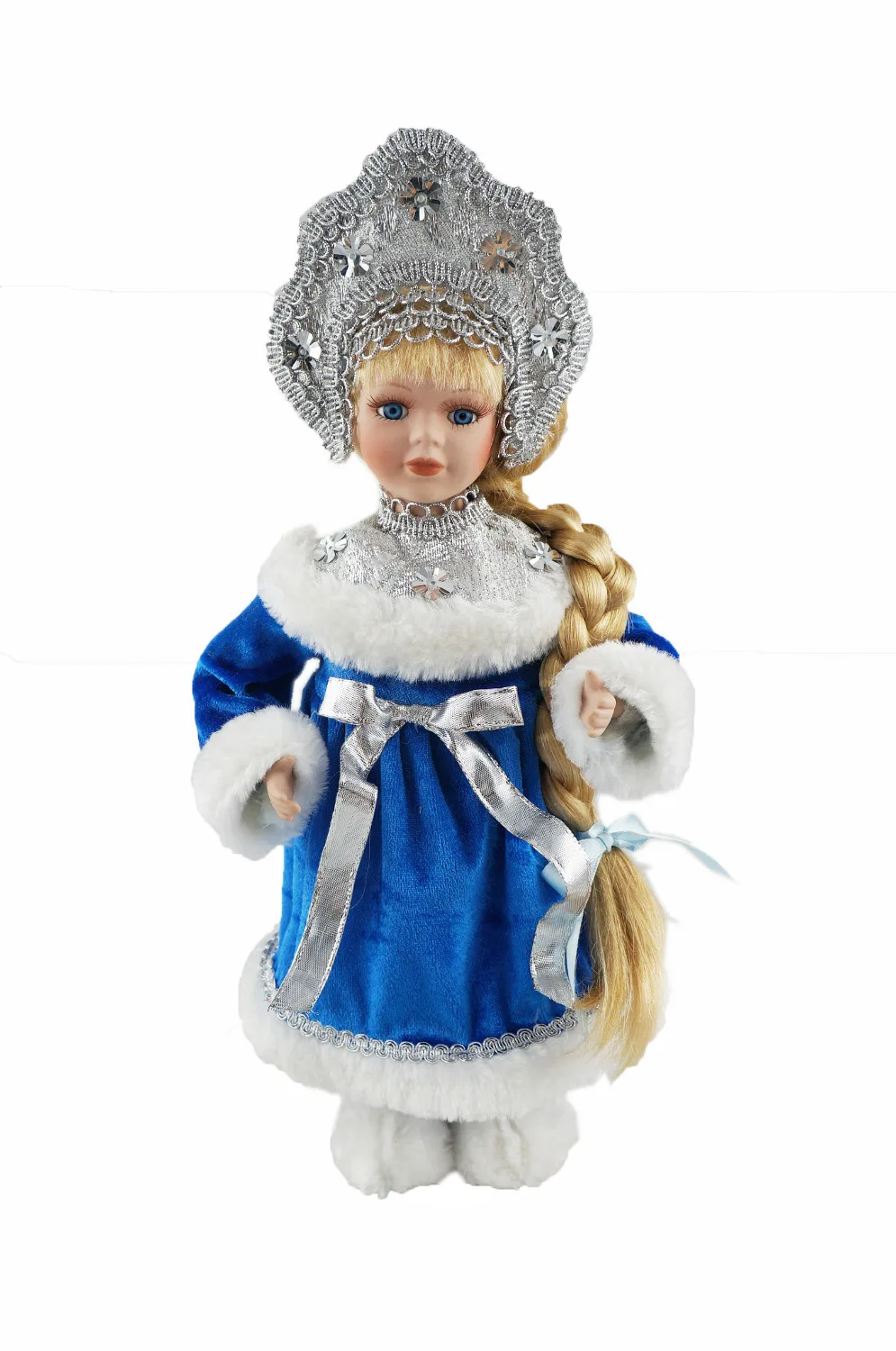 

Dolls Procelain 30CM Snow Girl for Christmas Decoration Blue Russian Style Home Decor
