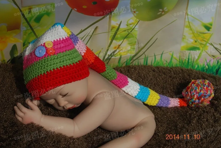 Детская шапочка ручной работы крючком в радужную полоску, бело-серые шляпки для маленьких детей; Рождественская шляпка наряд для фото новорожденных под заказ