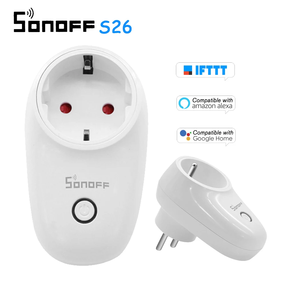 

Sonoff S26 WiFi Smart Socket Wireless Plug Power Sockets Smart Home Switch For Alexa Google Assistant IFTTT Wireless Socket