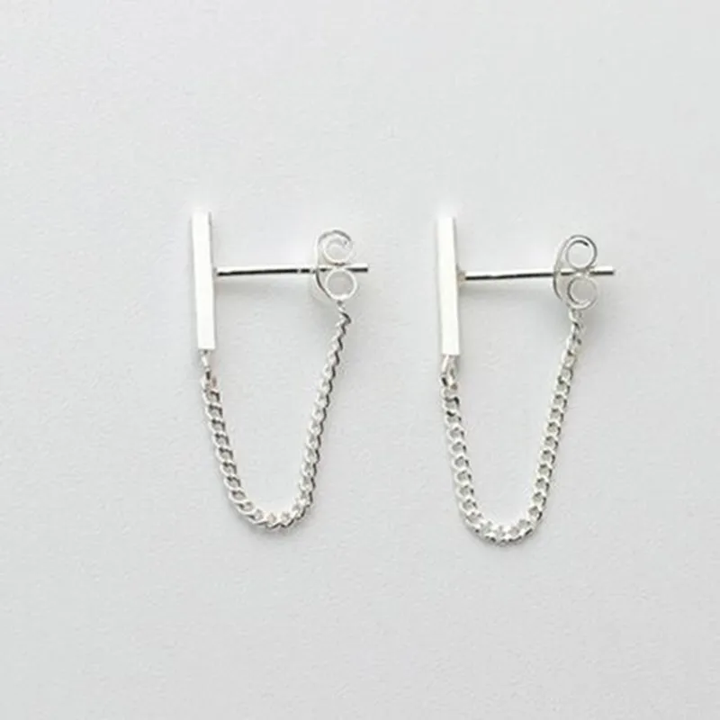 

2pcs/lot 2018 New Punk Minimalist Word drop Earrings Fashion Rod Earpins Ear Plug chain Earrings for men and women