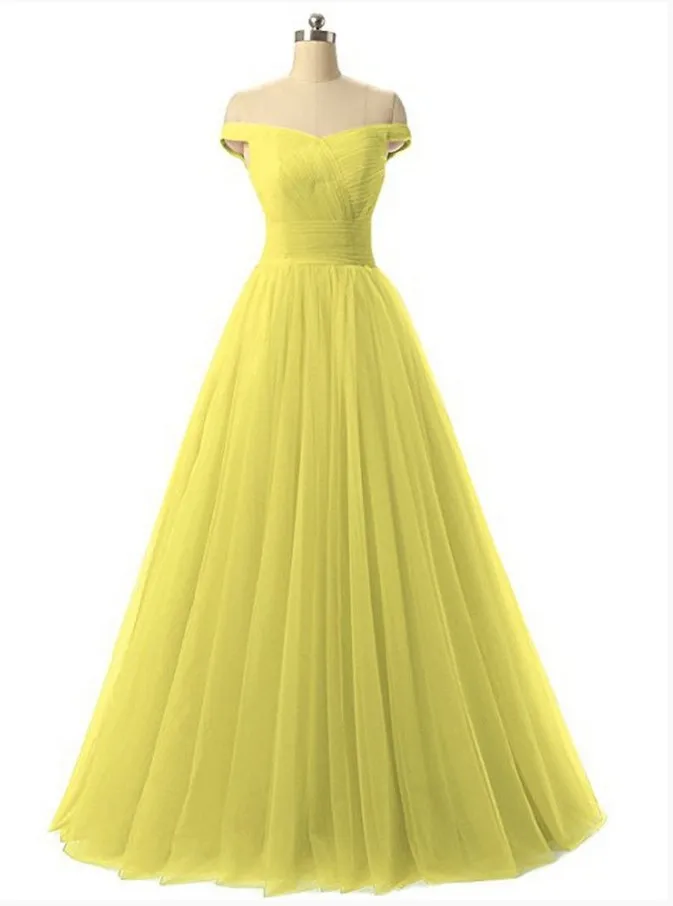 Новое поступление, шифоновое ТРАПЕЦИЕВИДНОЕ Дешевое вечернее платье, вечерние платья, длинное платье трапециевидной формы, вечерние платья, длинное платье - Цвет: Цвет: желтый