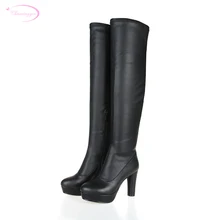 Chainingyee/высококачественные кожаные сапоги до колена ручной работы на заказ; модные женские сапоги для верховой езды на высоком каблуке и платформе, на молнии