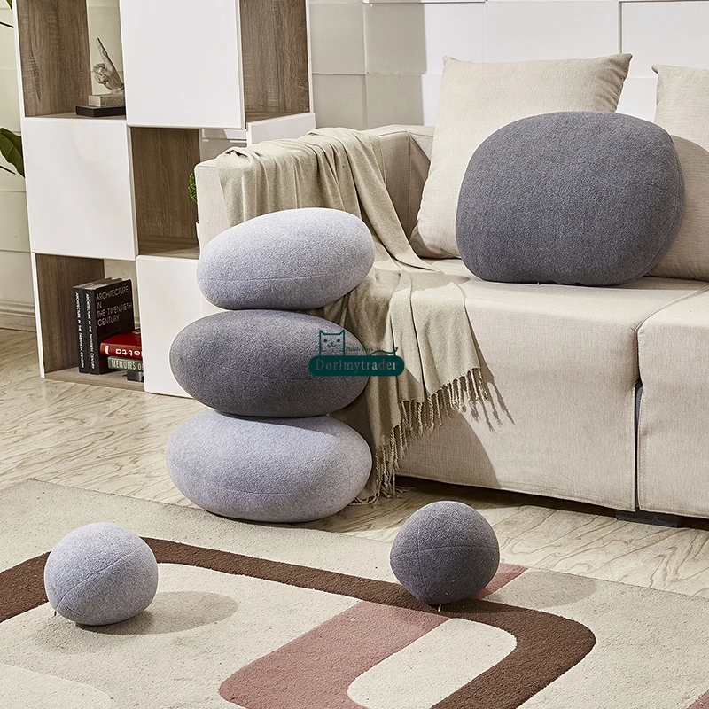 Dorimytrader 1 Set Cute Simulational Stone Shape Plush Cushion Big Stuffed Soft Dark Grey Cobblestone Pillow Kids Play Doll DY60966 (14)