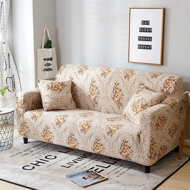 

All-inclusive Tight Wrap Sofa Cover European Printing Elastic Stretch Sectional Couch Cover Furniture Slipcover capa de sofa