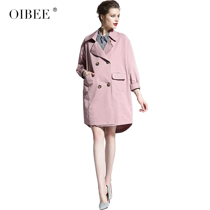 Imprimé Grande Mince De Lâche Femmes Oibee2019 Manteau Khaki Était Taille Printemps Long vent Coupe pink Nouvelles Décontracté qSX6qfnw