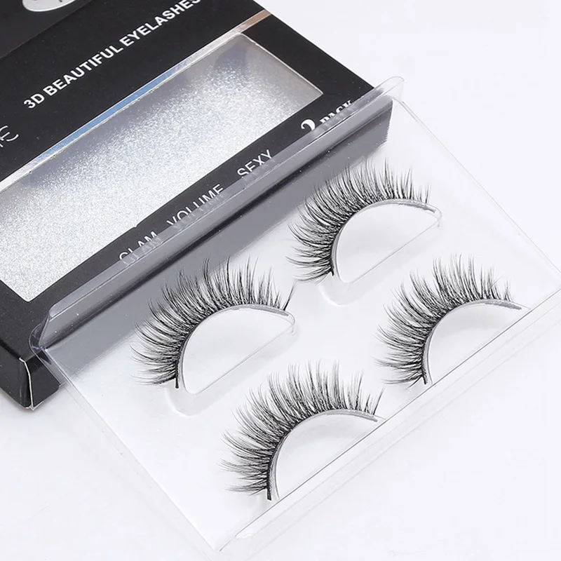 

2 Pairs Natural False Eyelashes Fake Lashes Makeup Kit 3D Lashes Eyelash Extension Mink Eyelashes Maquiagem