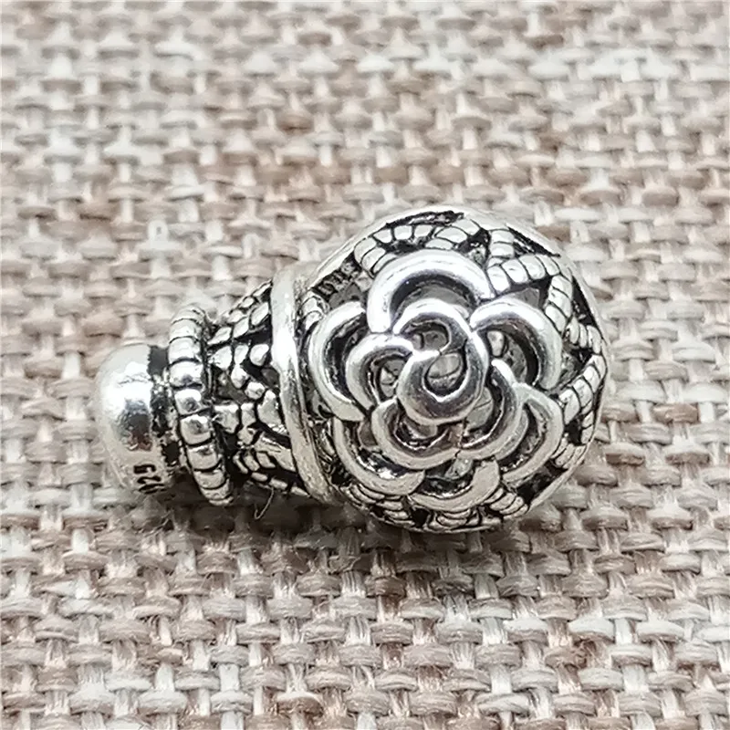 925 пробы серебряные розы цветок Mala Beads 3 отверстия Guru разделители для