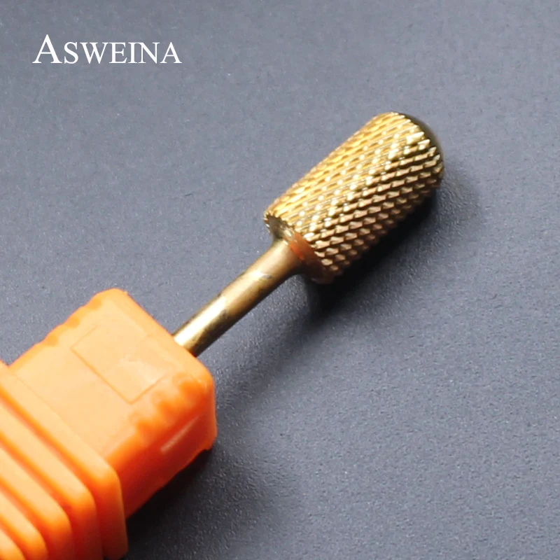 

ASWEINA 1Pcs Smooth Top Gold Carbide Nail Drill Bits Electric Manicure Machine Milling Cutter Nail Clean Accessory Nail File