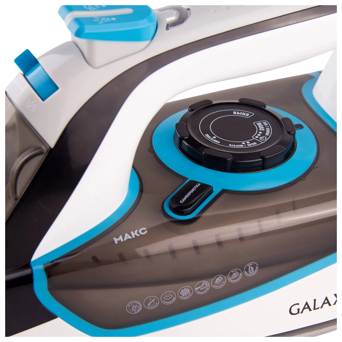 Утюг Galaxy GL 6107 (Мощность 2800 Вт, объем резервуара для воды - 400 мл, автовыключение, самоочистка,сетевой шнур - 1.9 м, вертикальное отпаривание, паровой удар, защита от перегрева)