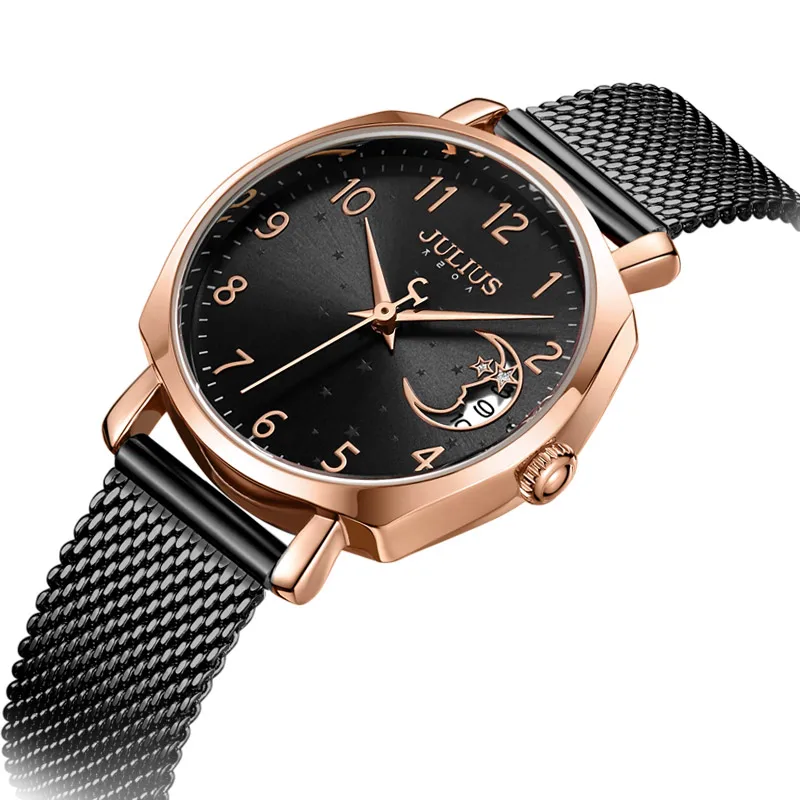 Cena Julius zegarek księżyc okno kalendarz wybierania kobiet zegar Auto data wysokiej jakości oryginalne damskie FashionWatch Dropshipping JA 1146