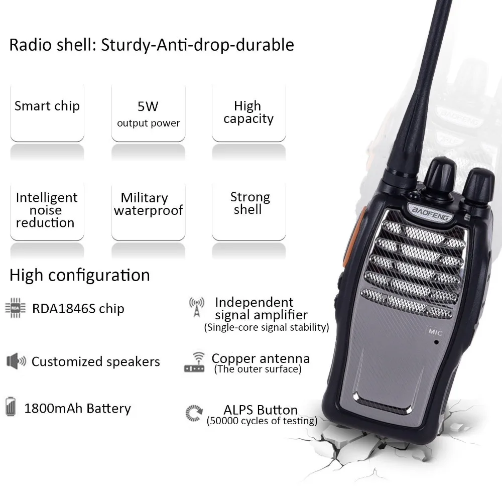 1 шт. Портативный BaoFeng BF-A5 двухстороннее радио Walkie Talkie UHF 400-470 МГц Ручной FM Ham CB радио приемопередатчик Interphone
