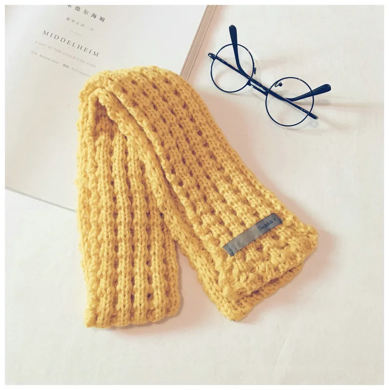 2018 Autumn And Winter New Boys And Girls Knit Scarf Children Wild Korean Version Of The Solid Color Wool Baby Scarf GCG77  (5)