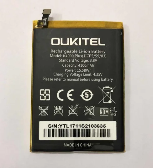 Oukitel K4000 plus аккумулятор 100% оригинал 4100 мАч запасная батарея для мобильный