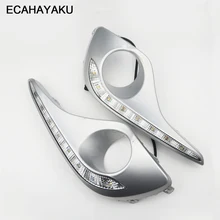 ECAHAYAKU водонепроницаемый поворотник стиль реле светодиодный DRL дневные ходовые огни с отверстием для противотуманной фары для Toyota Highlander 2012 2013