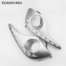 Ecahayaku à prova dwaterproof água turn signal estilo relé led drl luzes diurnas com buraco da lâmpada de nevoeiro para toyota highlander 2012 2013