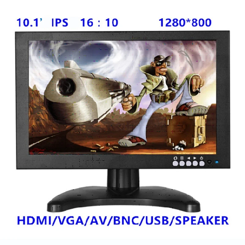 10 Inch IPS 1280*800 CCTV Monitor with Metal Shell & HDMI VGA AV BNC Connector for PC Multimedia & Donitor Display & Microscope