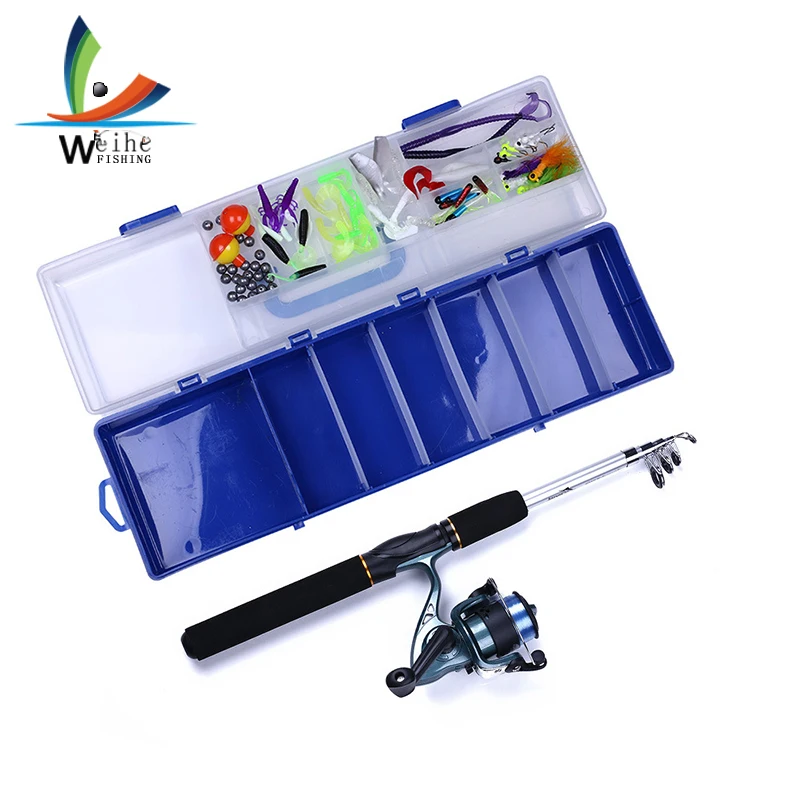 150 pcs 1.6m Telescopic Fishing Rod Reel Combo Full Kits KB200 Spinning Reel Pole With Top Water Lure Swivel Tool Set In Box