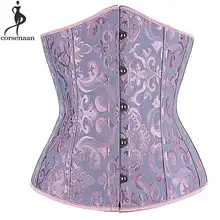 Жаккардовый корсет с цветочным принтом под грудь, сексуальный корсет Korsett для женщин, утягивающий Готический корсет на талии, черный, телесный, красный, Gorset Korse, верхняя одежда