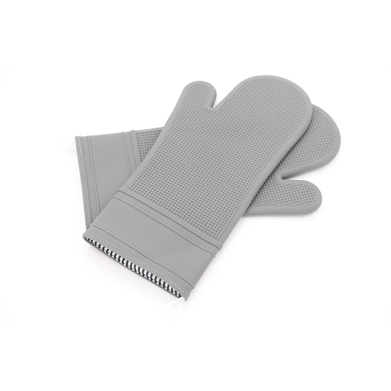

Non-slip Kitchen Heat Resistant Silicone Oven Glove Thick Kitchen Cooking BBQ Grill Oven Mitt Baking Barbecue Glove Gray 35CM