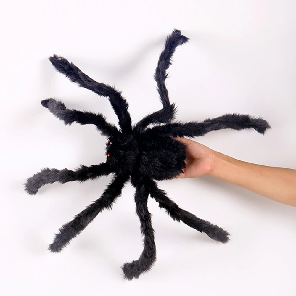 

3 Sizes Scary Giant Spider Foldable Fake Large Black Spider Props for Halloween Yard Party Decoration