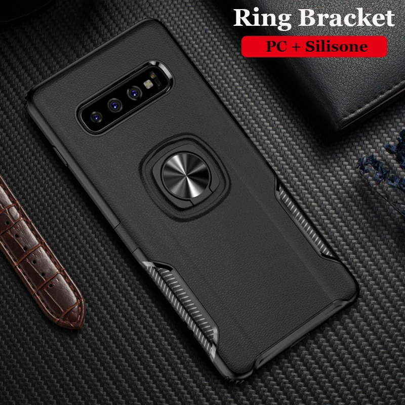 

Silicone Cases For Samsung S10/S10 Lite/S10e Metal Ring Stand Soft Silicone Case for Galaxy S10/S10Plus/S10E Cases Shell Fundas