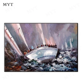 

Ship in the sea Wall art picture Handpainted Modern abstract on canvas Oil Painting for Living Room home Decor no framed